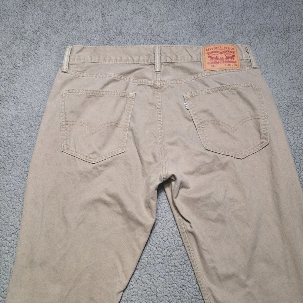 Levi's 511 Slim Fit Pants Mens W35 L30.5 Tan Khaki Cotton